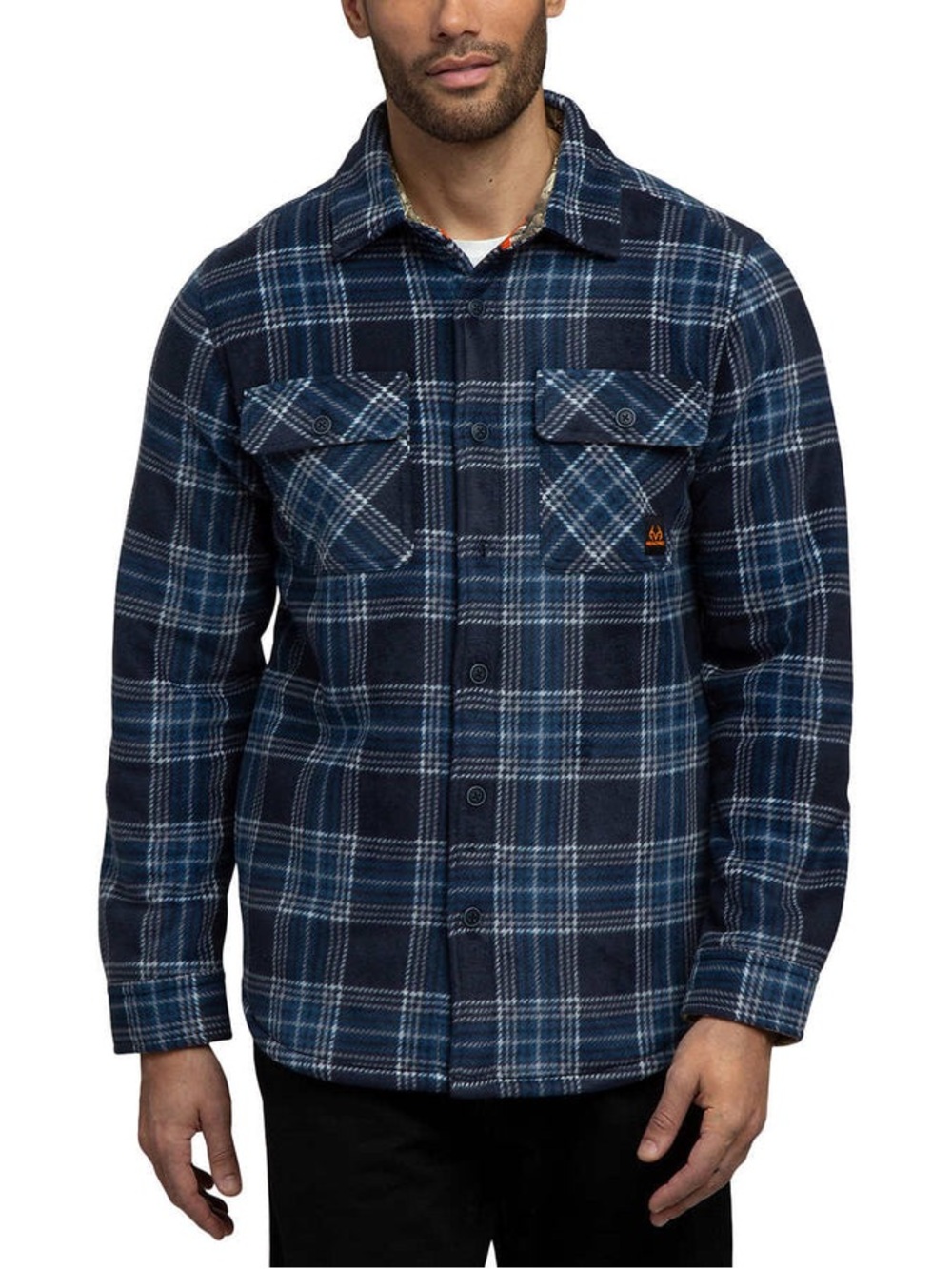 Realtree - Men's Fleece Button-Up Shirt Jacket / Sherpa
